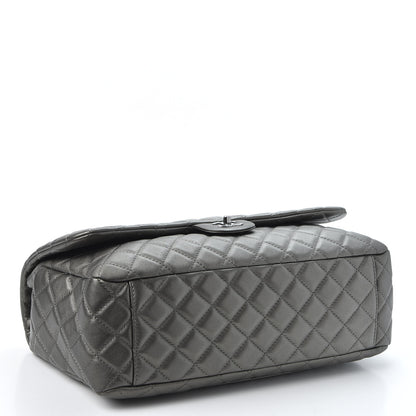 Chanel Metallic Calfskin Quilted Small XXL Travel Flap Bag Dark Silver 3 of 10