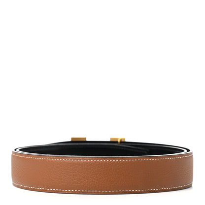 Hermes Box Togo 32mm Martelee H Belt 100 Black Gold 2 of 6