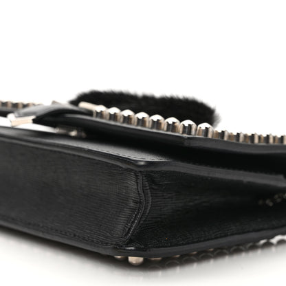 Fendi Vitello Elite Mink Fur Studded Karlito Tube Wallet on Chain Black 9 of 11