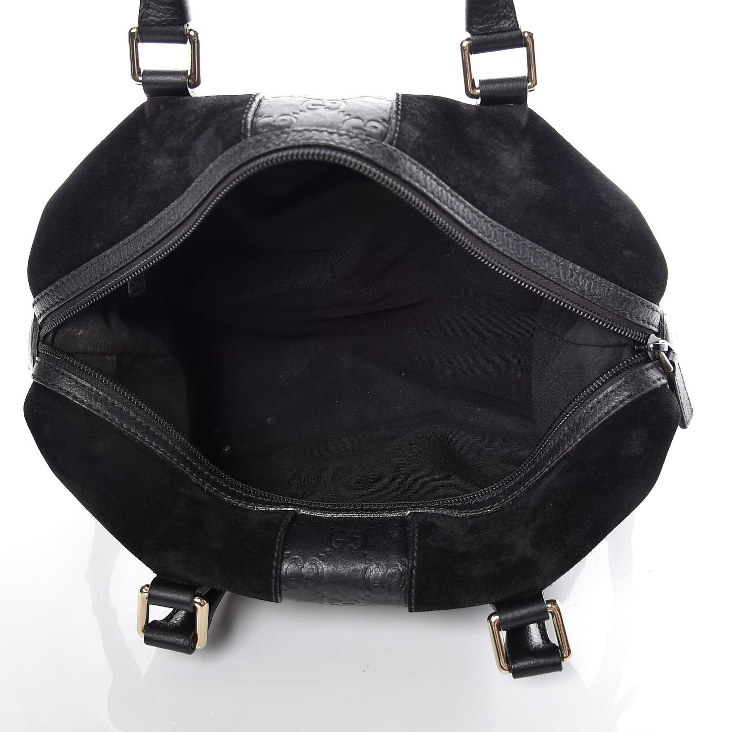 Suede Guccissima Small Boston Black