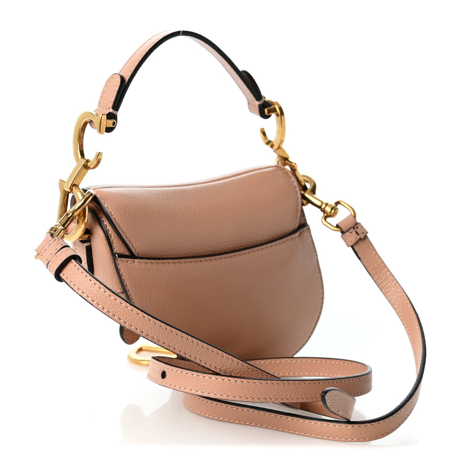 Christian Dior Goatskin Micro Saddle Bag Rose Des Vents 7 of 9