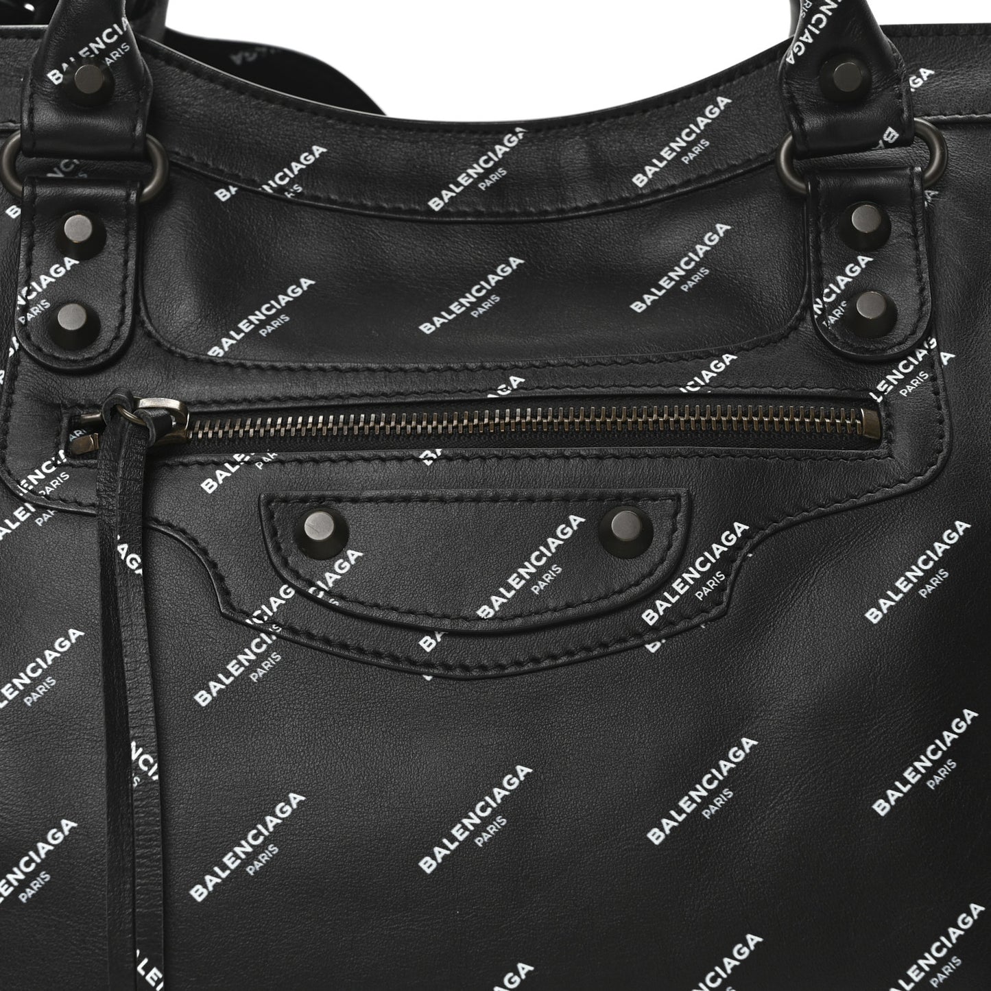 Veau Allover Logo Classic Hardware City Black White