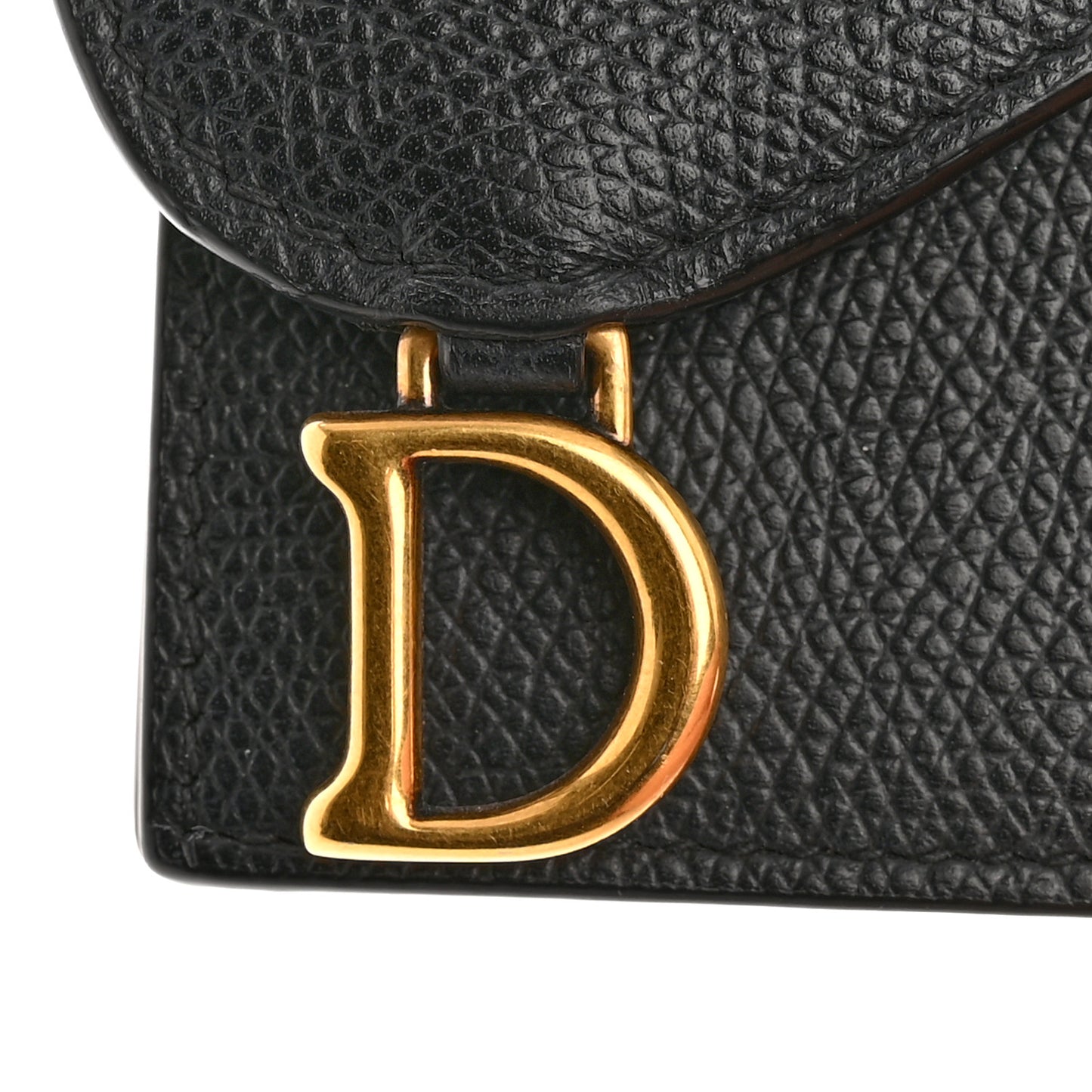 Grained Calfskin Saddle Card Holder Black