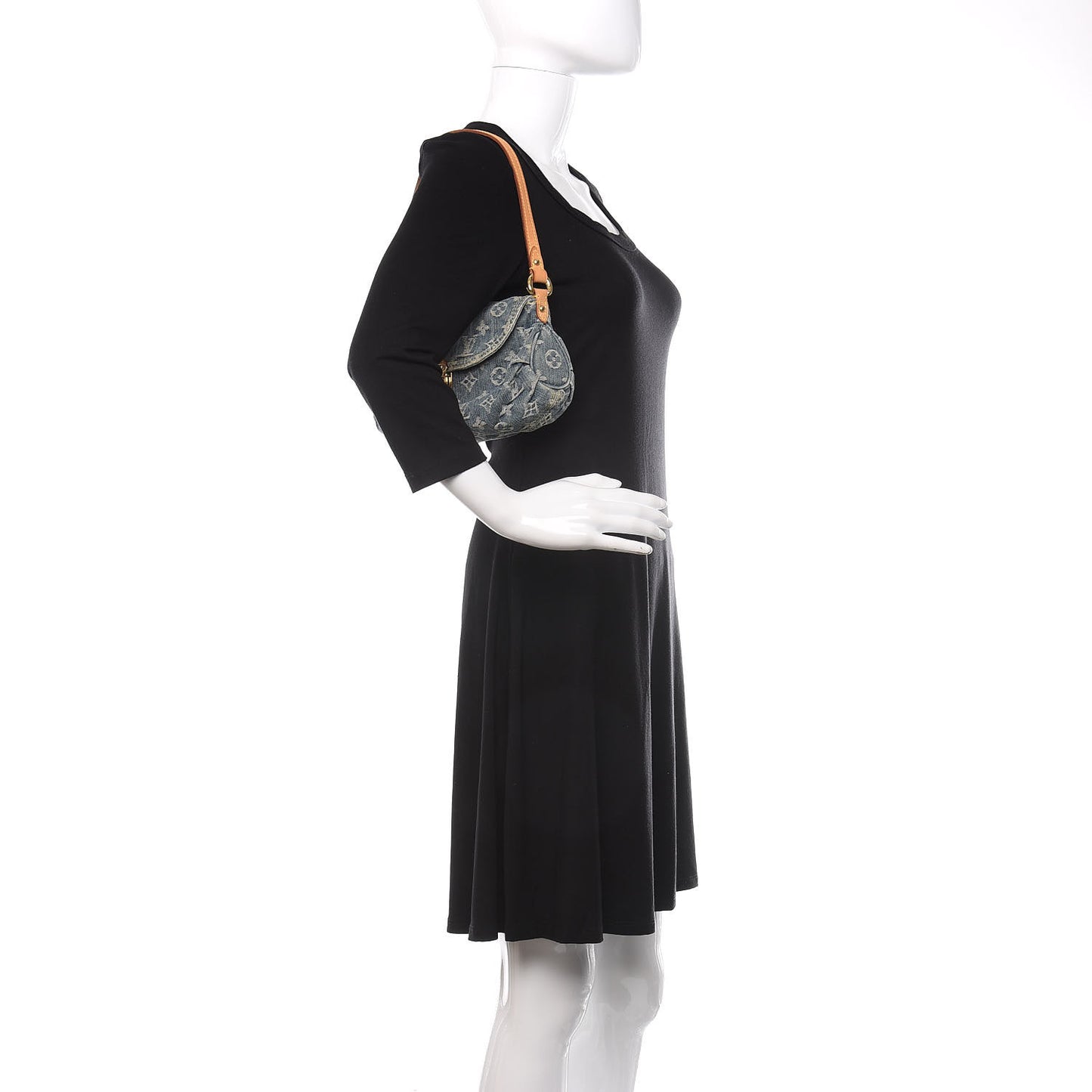 Monogram Denim Mini Pleaty Blue