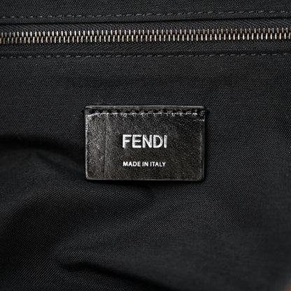 Fendi Recycled Fabric Jacquard Cotton Canvas Vitello Grace FF 1974 Large Convertible Baguette Tobacco Moro Black Beige 6 of 10