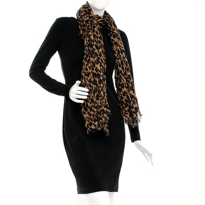 Louis Vuitton Cashmere Silk Leopard Etole Stole Marron 2 of 7