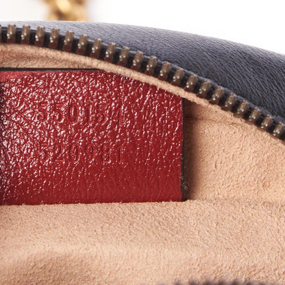 Gucci Vintage Effect Calfskin Matelasse Diagonal Mini Torchon GG Marmont Round Shoulder Bag Black Romantic Cherry 7 of 7