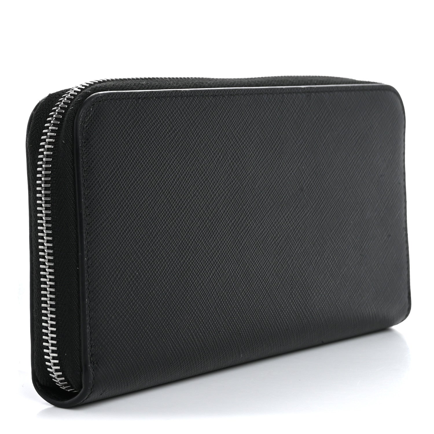 Prada Saffiano Embossed Zip Around Wallet Black 3 of 13