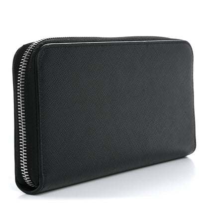 Prada Saffiano Embossed Zip Around Wallet Black 3 of 13