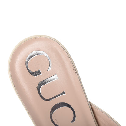 Gucci Malaga Kid Sylvie Web Cross Strap Mid-Heel Slides 39.5 Vintage White 9 of 11