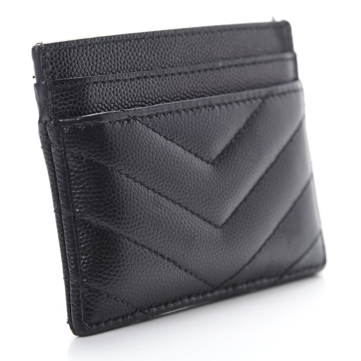 Grain De Poudre Matelasse Chevron Monogram Credit Card Case Black