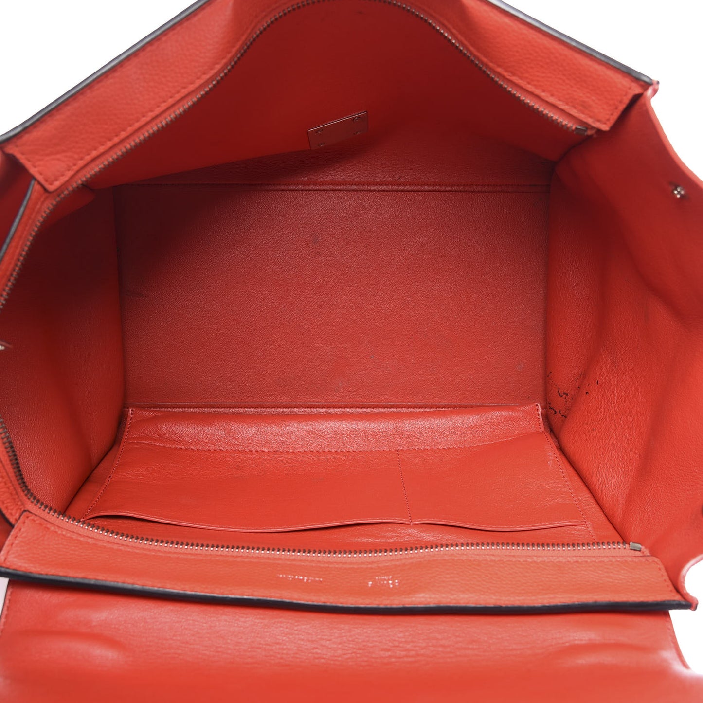 Drummed Calfskin Suede Medium Trapeze Vermillion