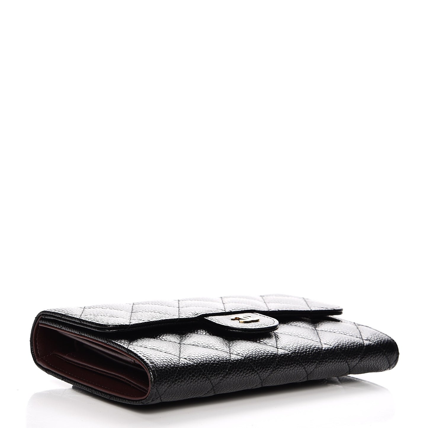 Caviar Quilted Large Flap Wallet Black
