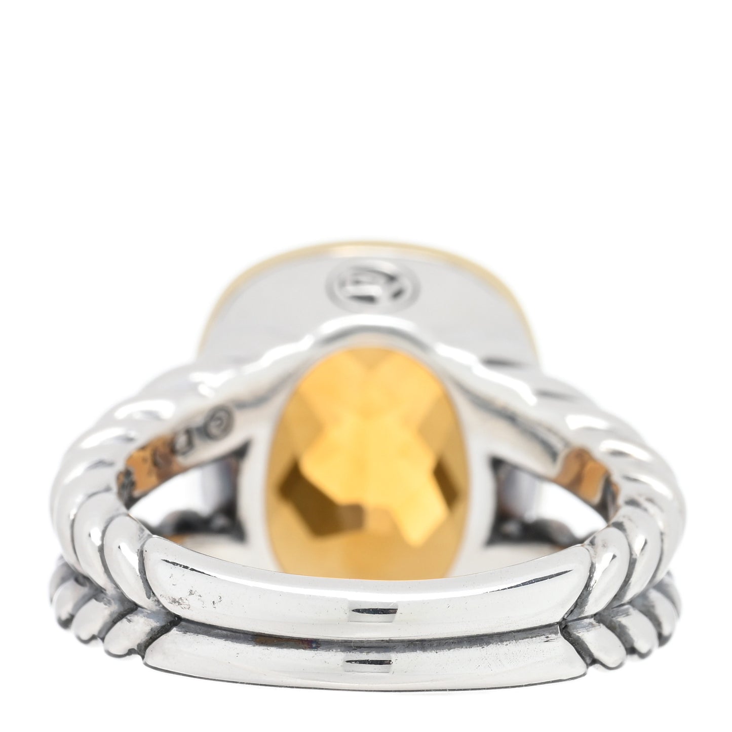 Sterling Silver 18K Yellow Gold Citrine 14mm Noblesse Ring 54 7