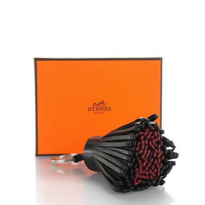 Hermes Lambskin Bi-Color Carmen Tassel Key Holder Black Rouge H 4 of 4