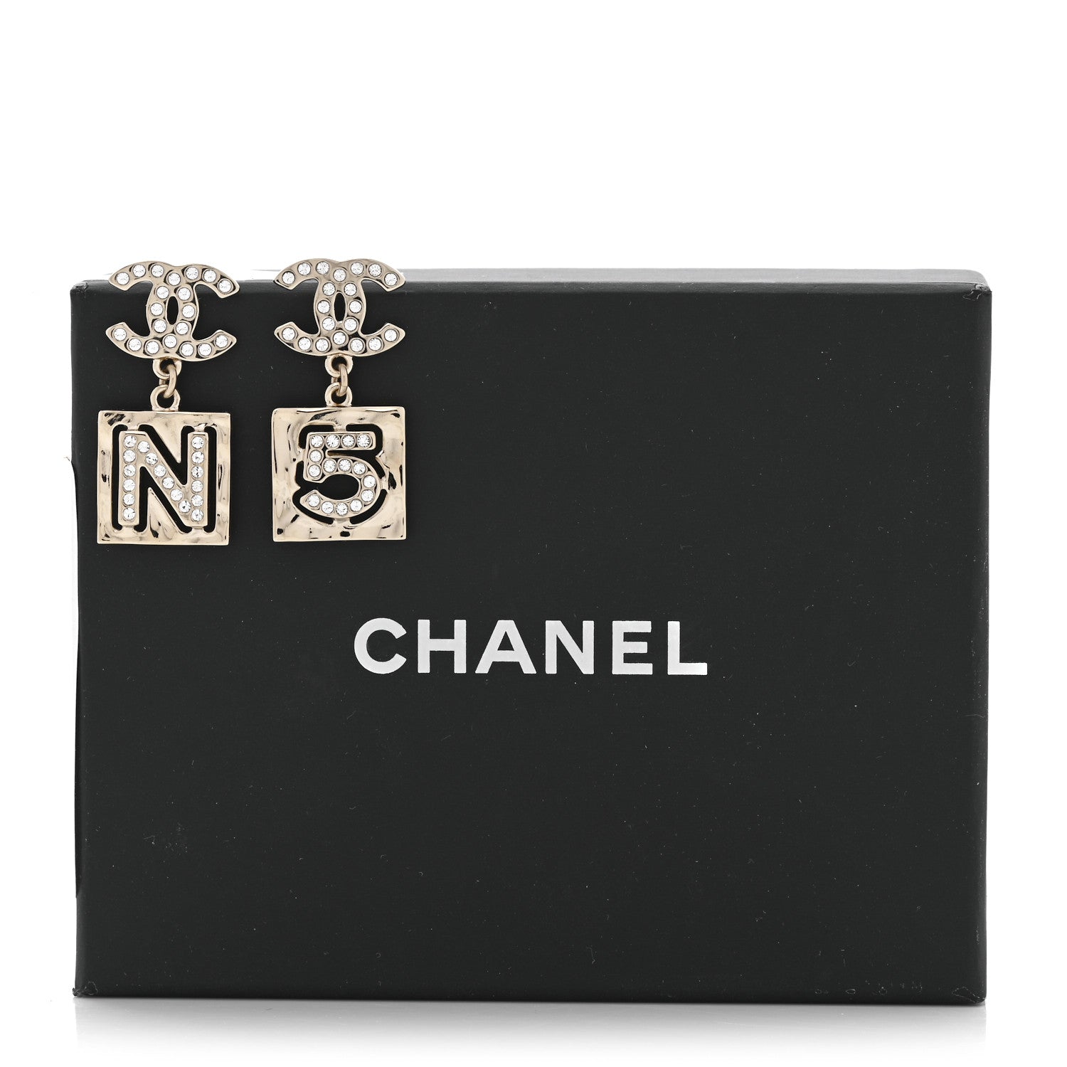 Chanel Crystal CC No 5 Drop Earrings Gold 2 of 10
