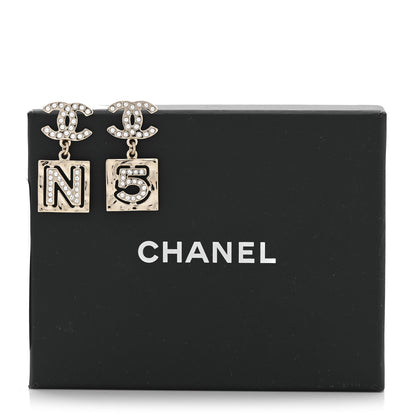Chanel Crystal CC No 5 Drop Earrings Gold 2 of 10