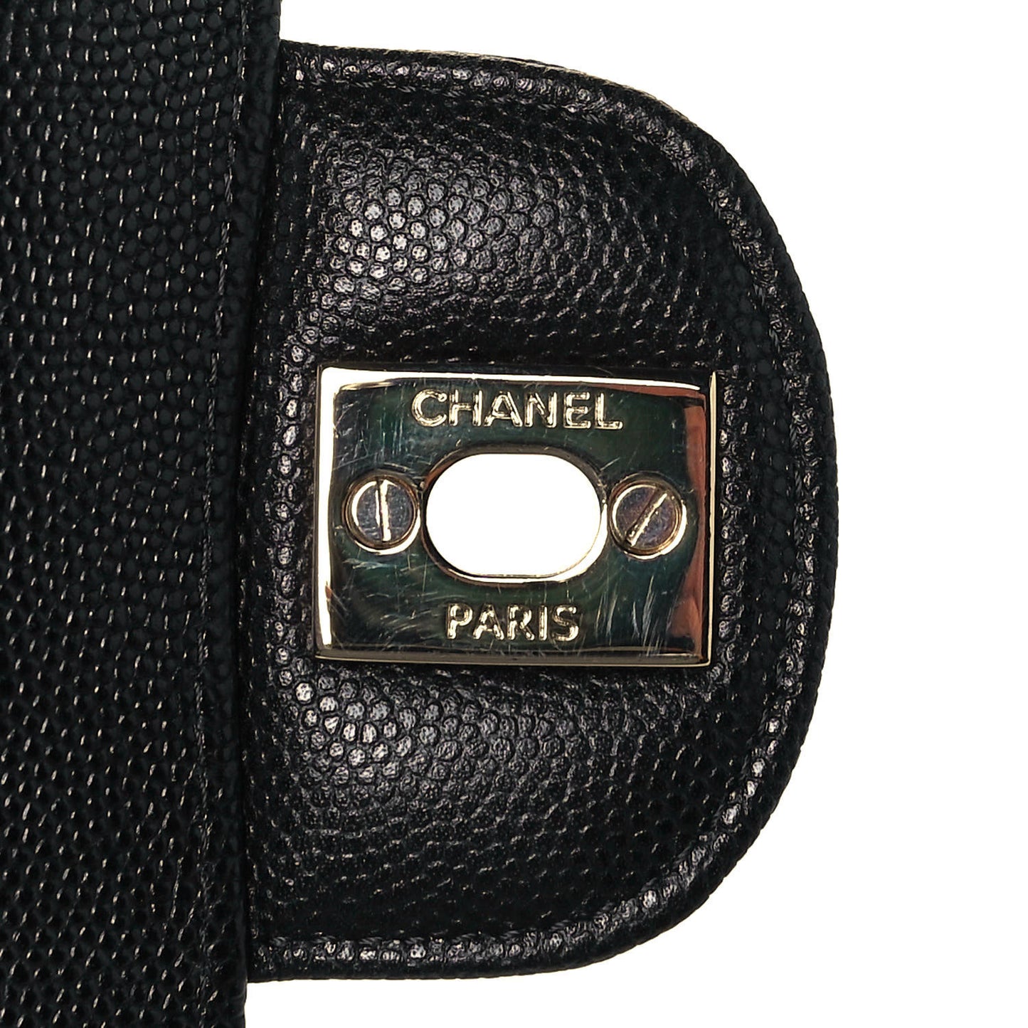 Caviar Chevron Quilted Medium Double Flap Black