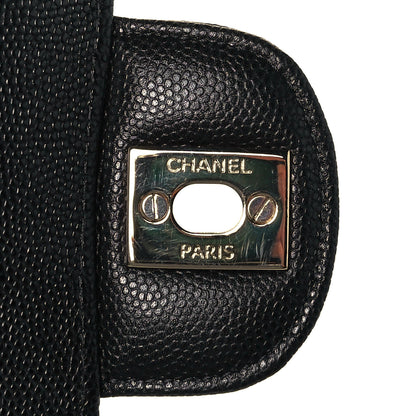 Chanel Caviar Chevron Quilted Medium Double Flap Black 9 of 11