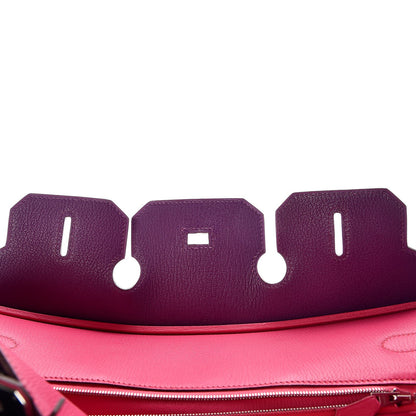 Hermes Chevre Mangalore Bi-Color Horseshoe Birkin 35 Ultraviolet Rose Tyrien 10 of 35
