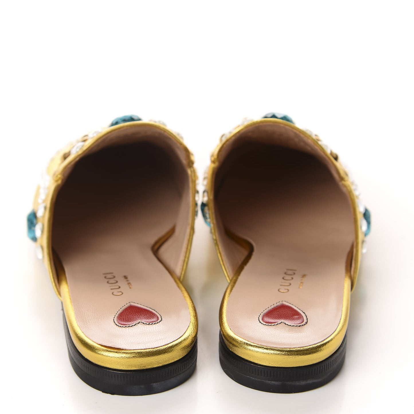 Metallic Nappa Crystal Womens Princetown Slippers 37.5 Gold