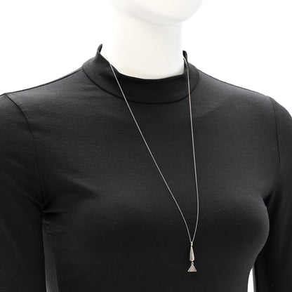 Saint Laurent Brass Triangle Pendant Long Necklace Oxidized Silver 2 of 6