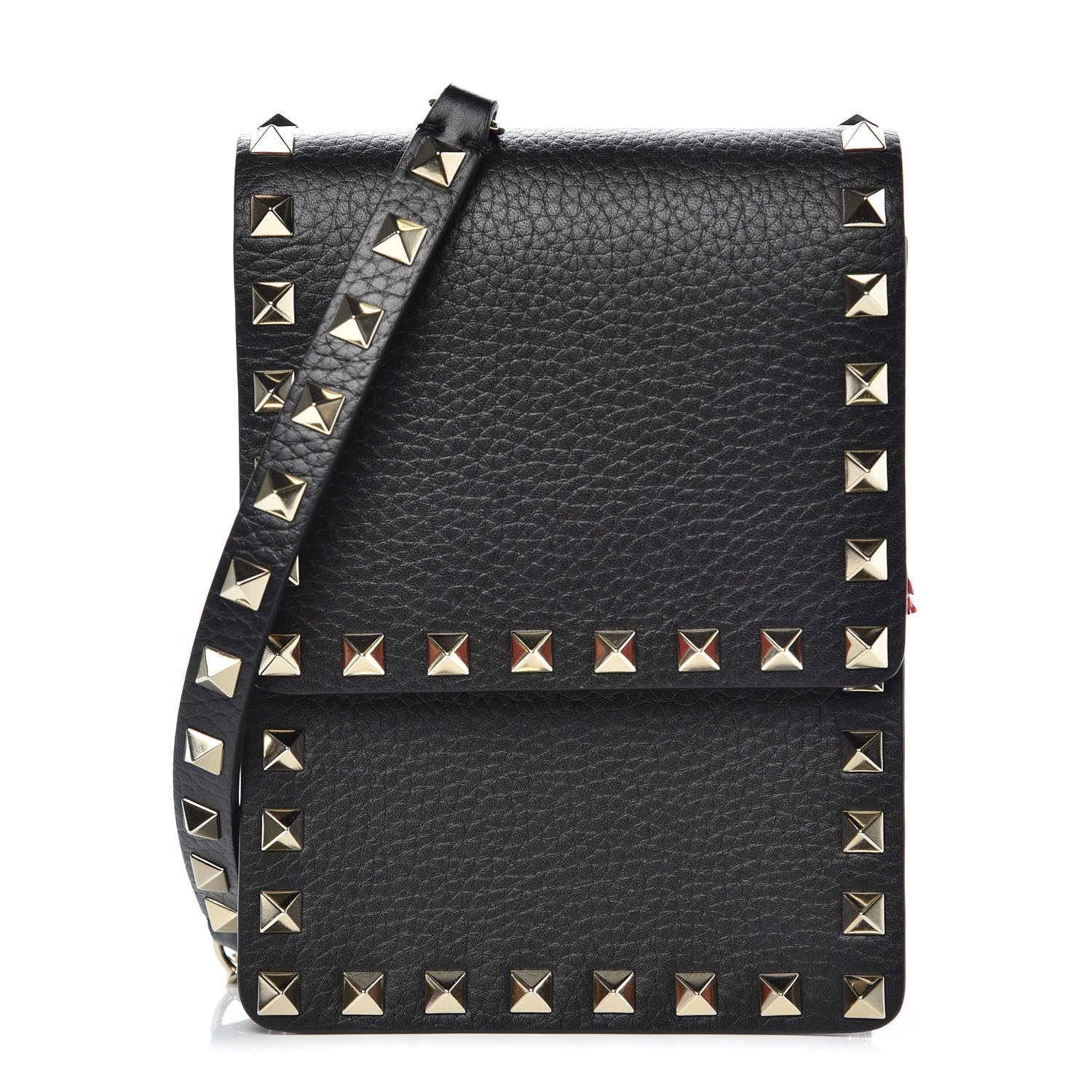 Valentino Garavani Pebbled Calfskin Rockstud Crossbody Black 1 of 7