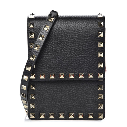 Valentino Garavani Pebbled Calfskin Rockstud Crossbody Black 1 of 7