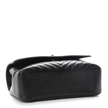 Chanel Calfskin Chevron Quilted Top Handle Flap Black 4 of 12