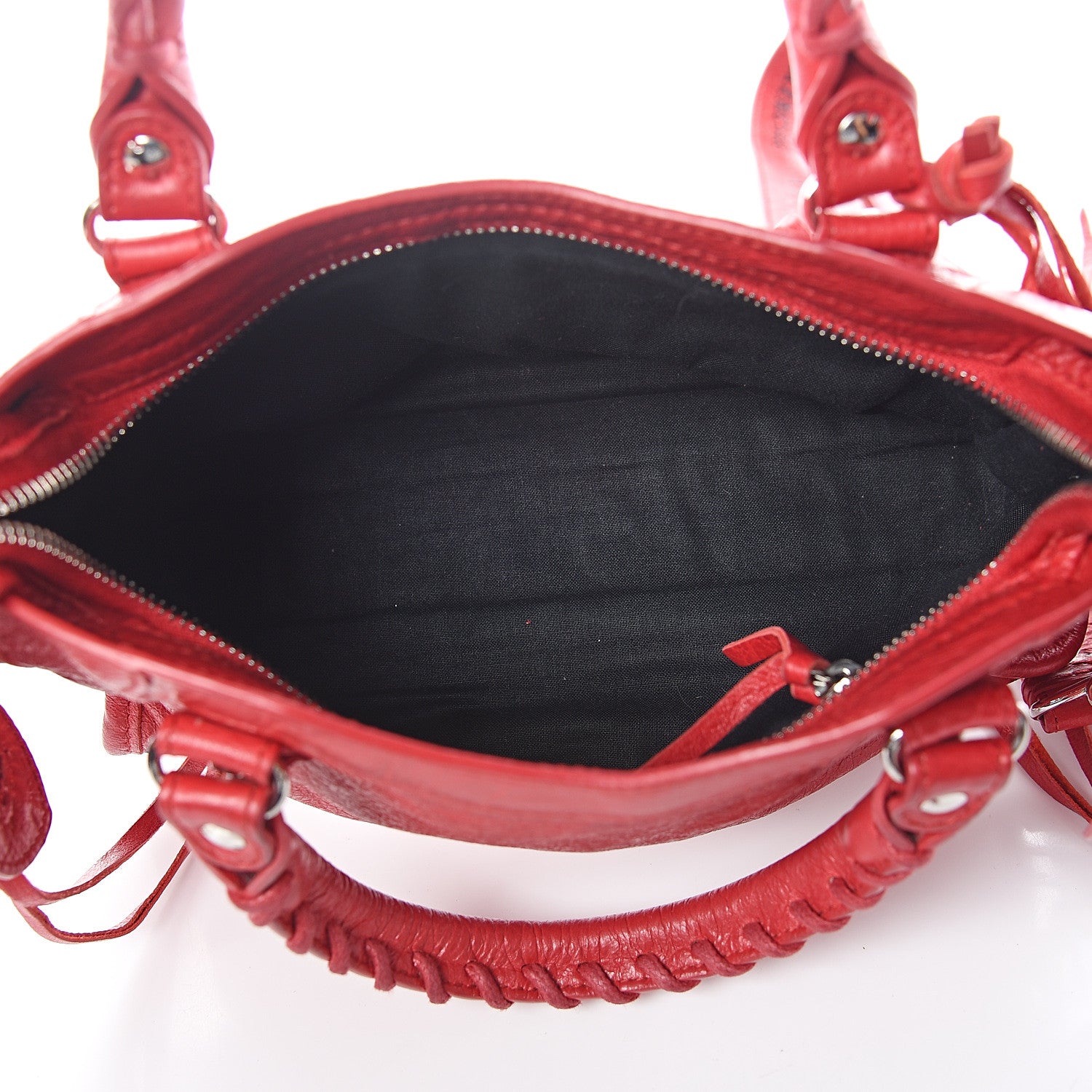 Balenciaga Agneau Classic Silver Hardware Mini City Logo Strap Red Black 4 of 11