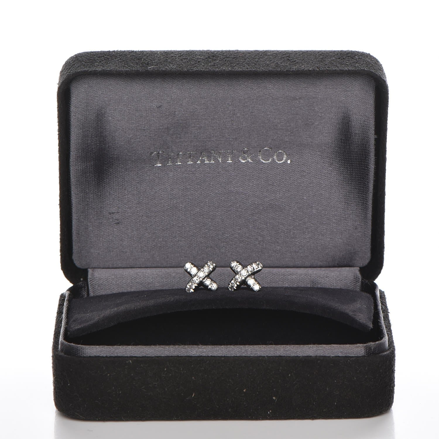 Tiffany Platinum Diamond Cross Stitch Stud Earrings 7 of 7