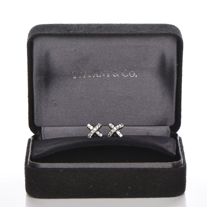 Tiffany Platinum Diamond Cross Stitch Stud Earrings 7 of 7