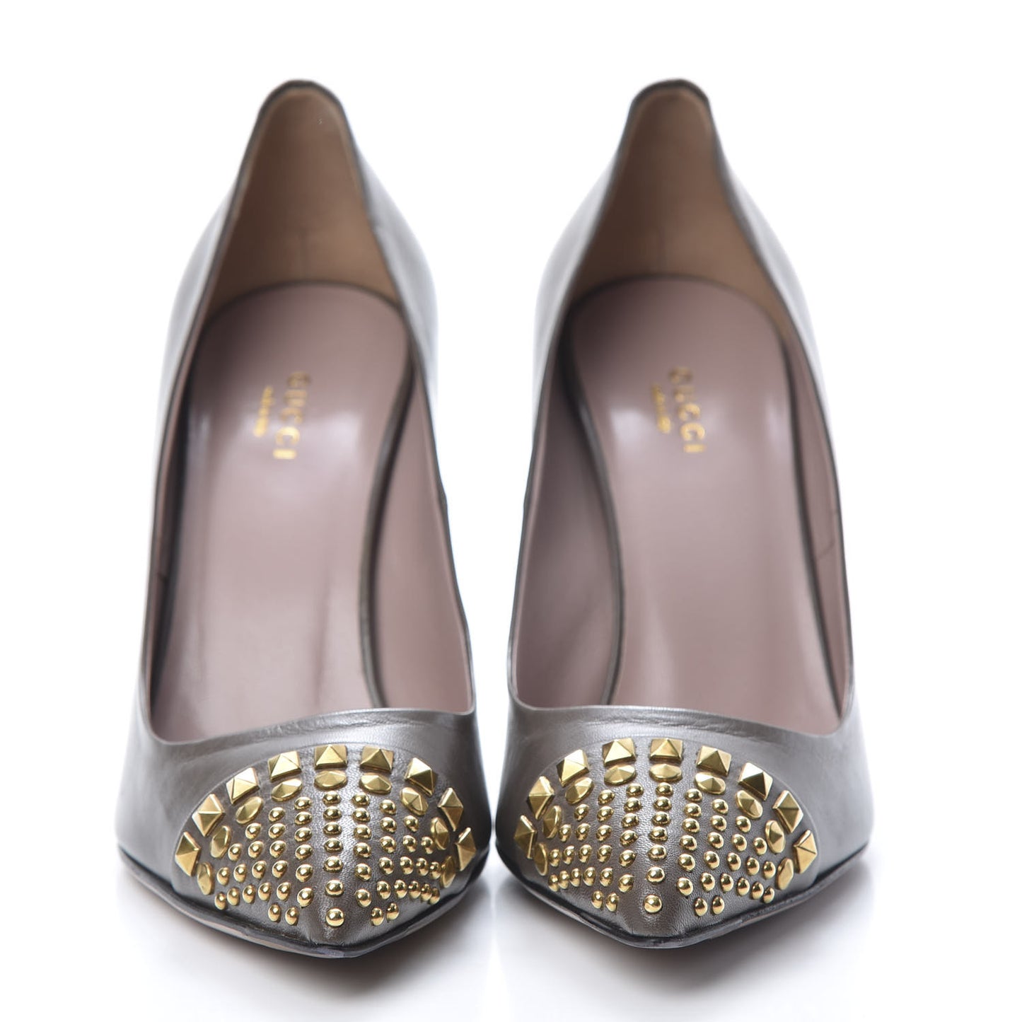 Nappa Studded Glow Light Pumps 39 Taupe