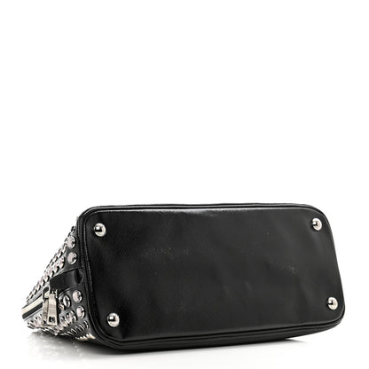 Prada Saffiano Vernice Small Crystal Pyramid Bag Black 4 of 9