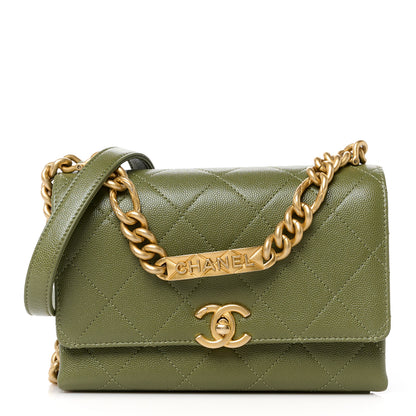 Chanel Caviar Quilted Mini Bracelet On Chain Flap Green 1 of 11