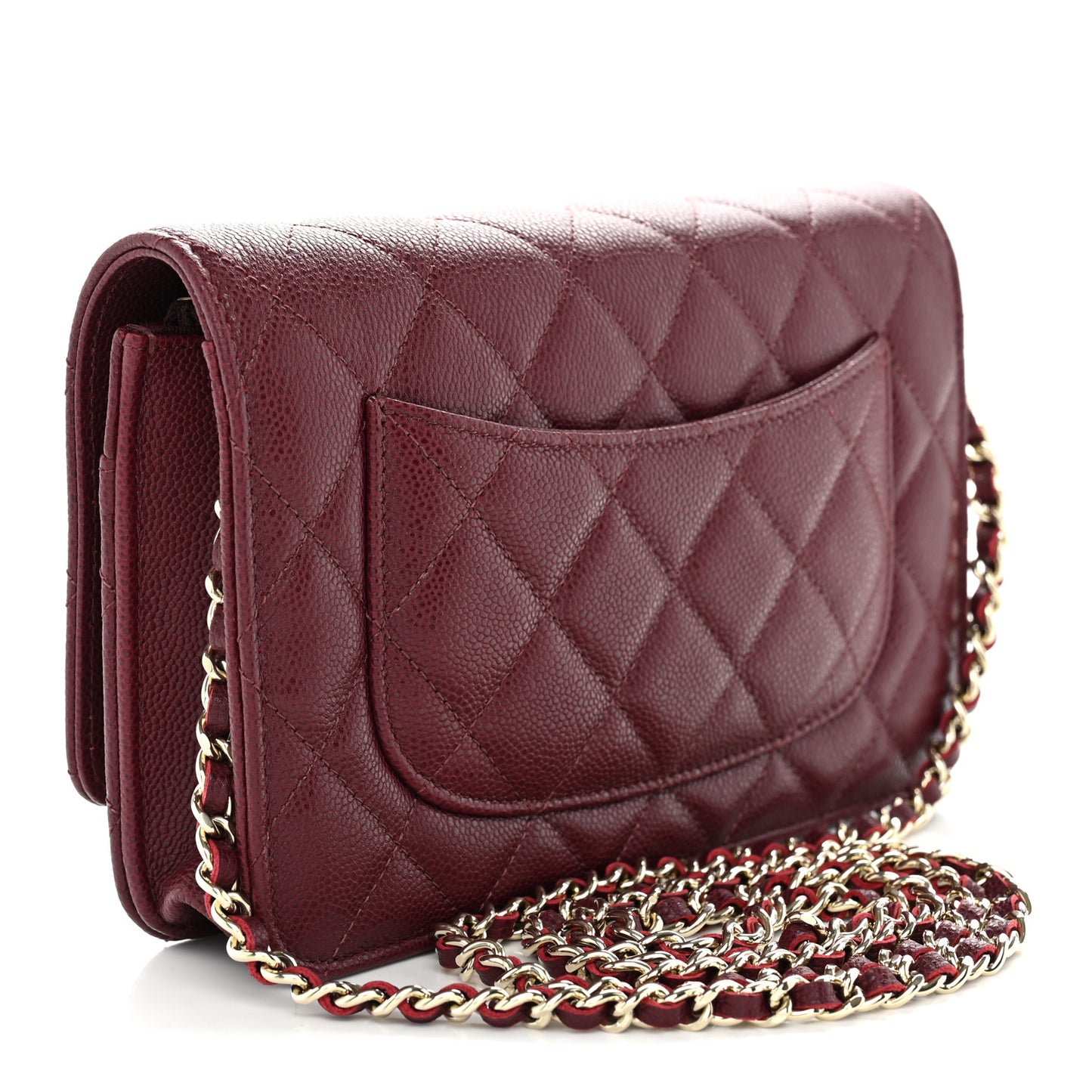 Caviar Quilted CC Turnlock Wallet On Chain WOC Burgundy