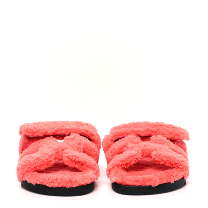 Hermes Woolskin Womens Chypre Sandals 38 Rose Du Desert 2 of 9