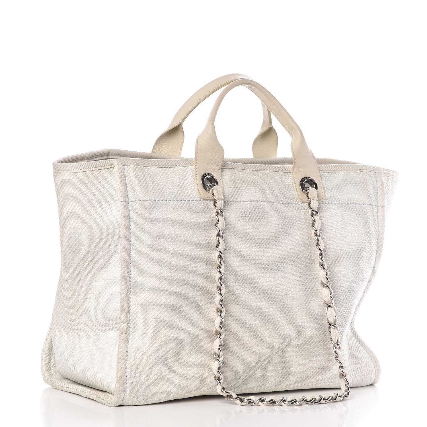 Chanel Canvas Large Deauville Tote White 4 of 13