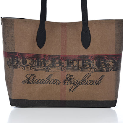 Burberry Coated Canvas Mega Check Medium Doodle Tote Black 15 of 15