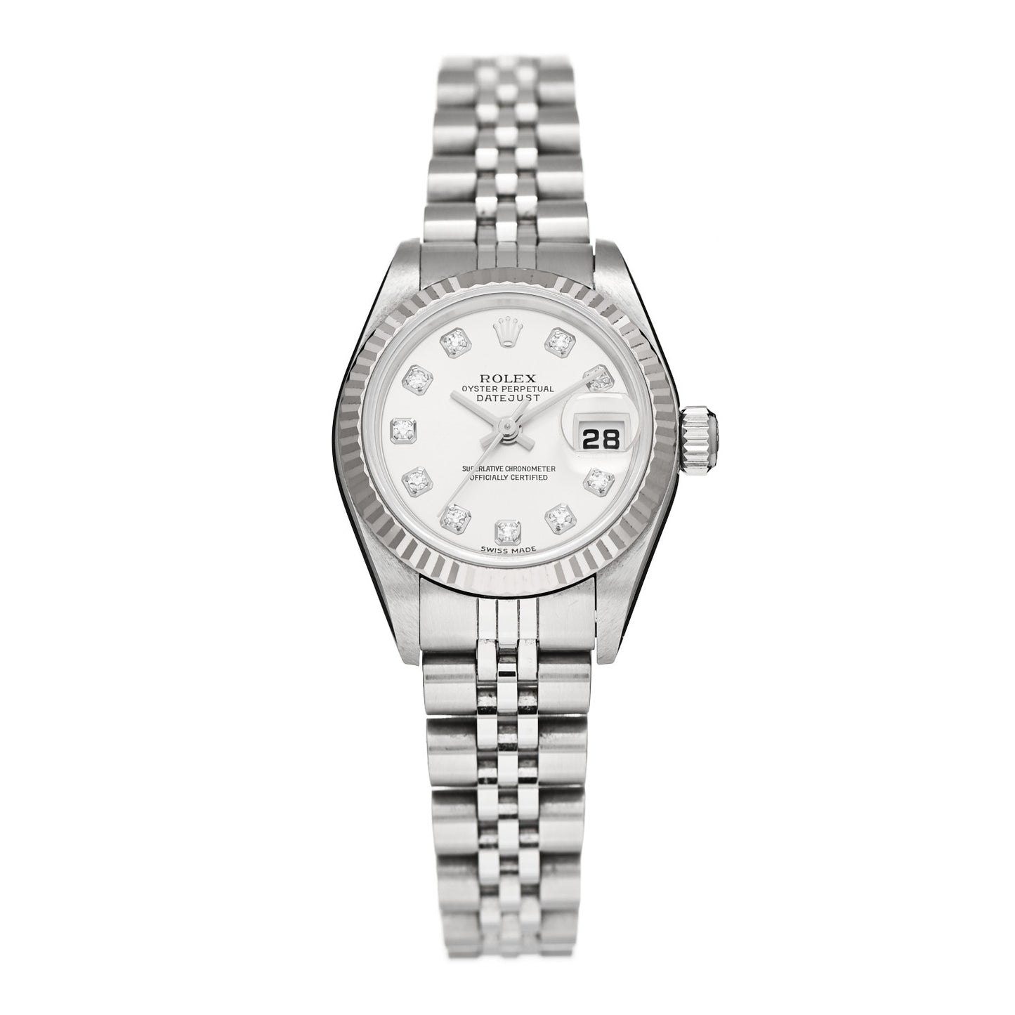 Stainless Steel 18K White Gold Diamond 26mm Oyster Perpetual Datejust Watch White 79174