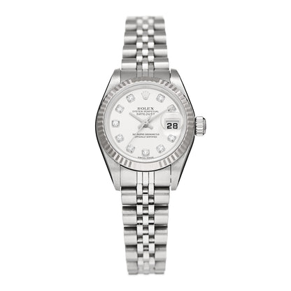 Rolex Stainless Steel 18K White Gold Diamond 26mm Oyster Perpetual Datejust Watch White 79174 1 of 4