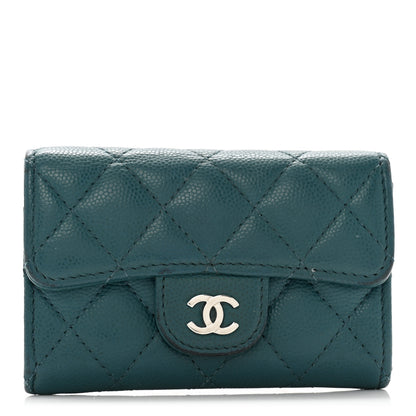 Chanel Caviar Quilted Flap Card Holder Turquoise 1 of 14