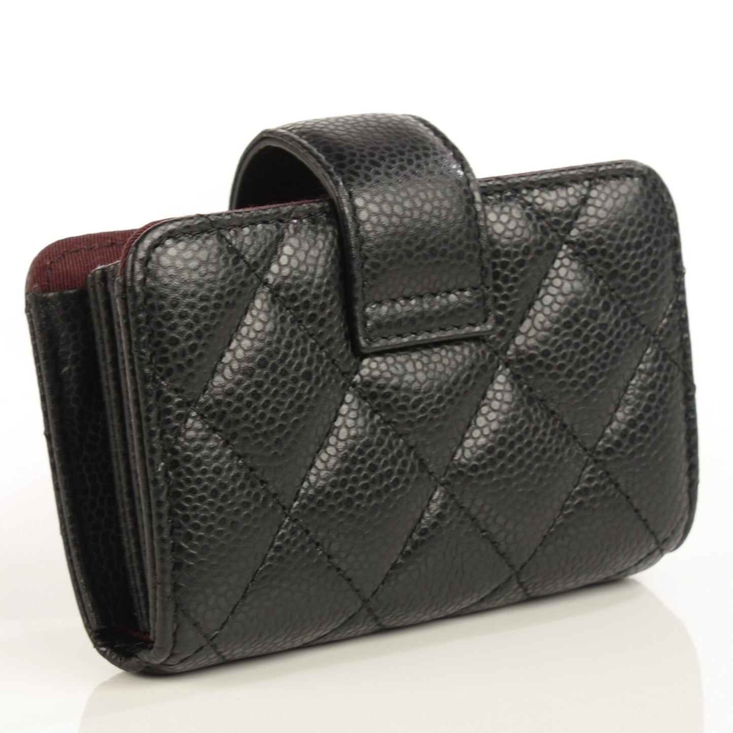 Caviar Quilted Gusseted Card Holder Black