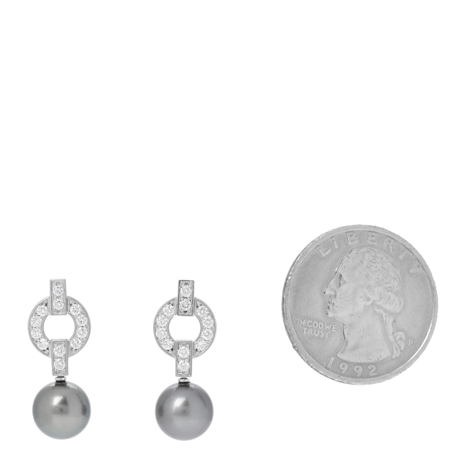 Cartier 18K White Gold Diamond Cultured Akoya Pearl 9mm Himalia Earrings 2 of 8