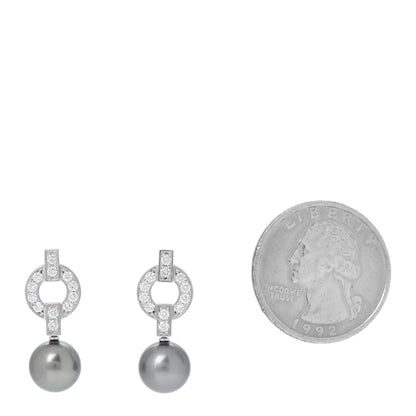 Cartier 18K White Gold Diamond Cultured Akoya Pearl 9mm Himalia Earrings 2 of 8