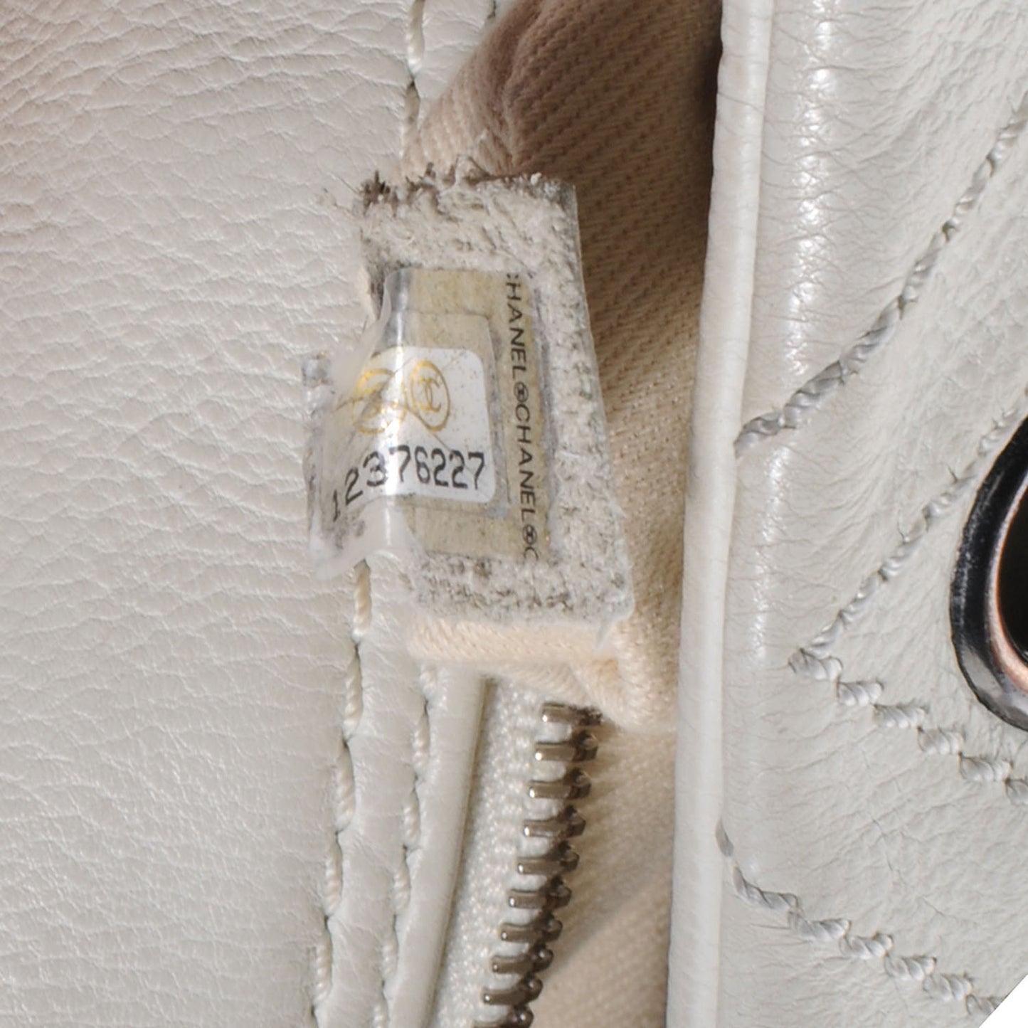 Calfskin Large Diamond Stitch Tote White