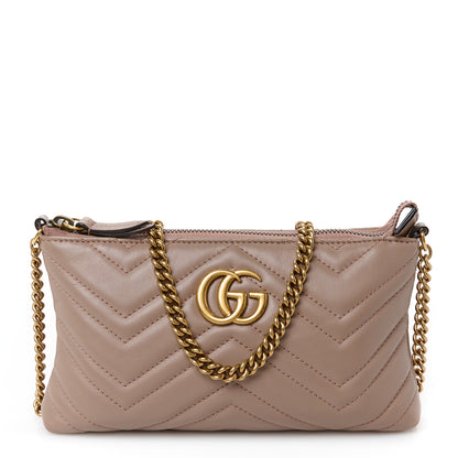 Gucci Calfskin Matelasse Mini GG Marmont Chain Bag Porcelain Rose 1 of 10