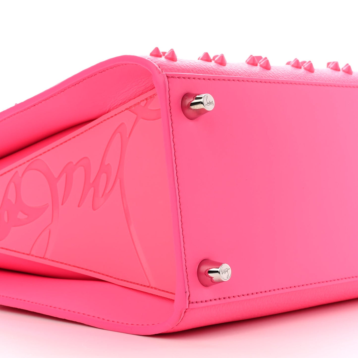 Calfskin Spikes Loubinthesky Medium Paloma Fuchsia