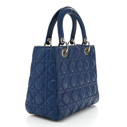 Christian Dior Lambskin Cannage Medium Lady Dior Blue 3 of 10