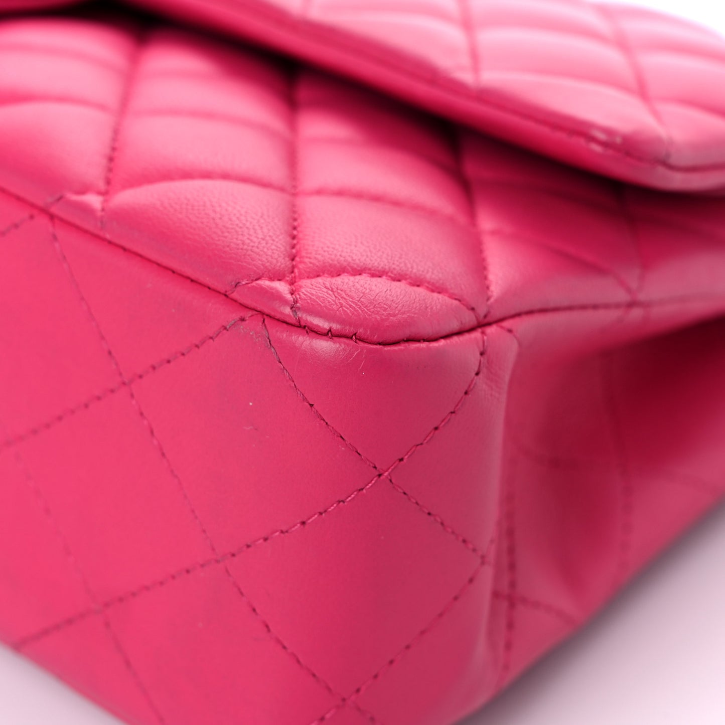 Lambskin Quilted Medium Double Flap Dark Pink